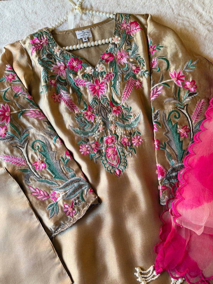 MULTI EMBROIDERED CUTWORK SHEESHA SILK FARSHI SHALWAR FRSH91