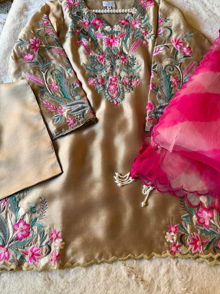 MULTI EMBROIDERED CUTWORK SHEESHA SILK FARSHI SHALWAR FRSH91