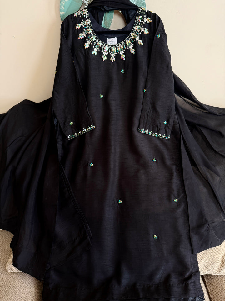 JEWEL EMBELLISHED RAW SILK SUIT FRSH20