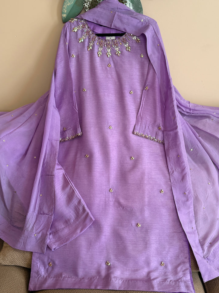 JEWEL EMBELLISHED RAW SILK SUIT FRSH21