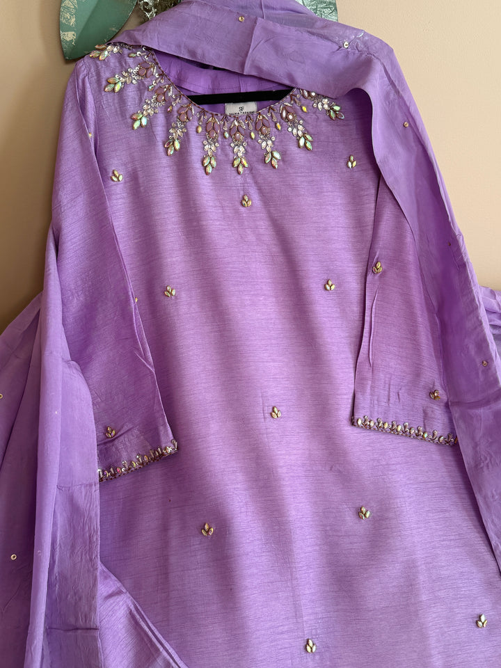 JEWEL EMBELLISHED RAW SILK SUIT FRSH21
