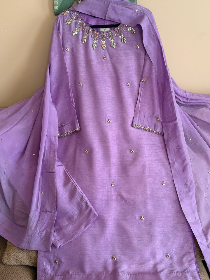 JEWEL EMBELLISHED RAW SILK SUIT FRSH21