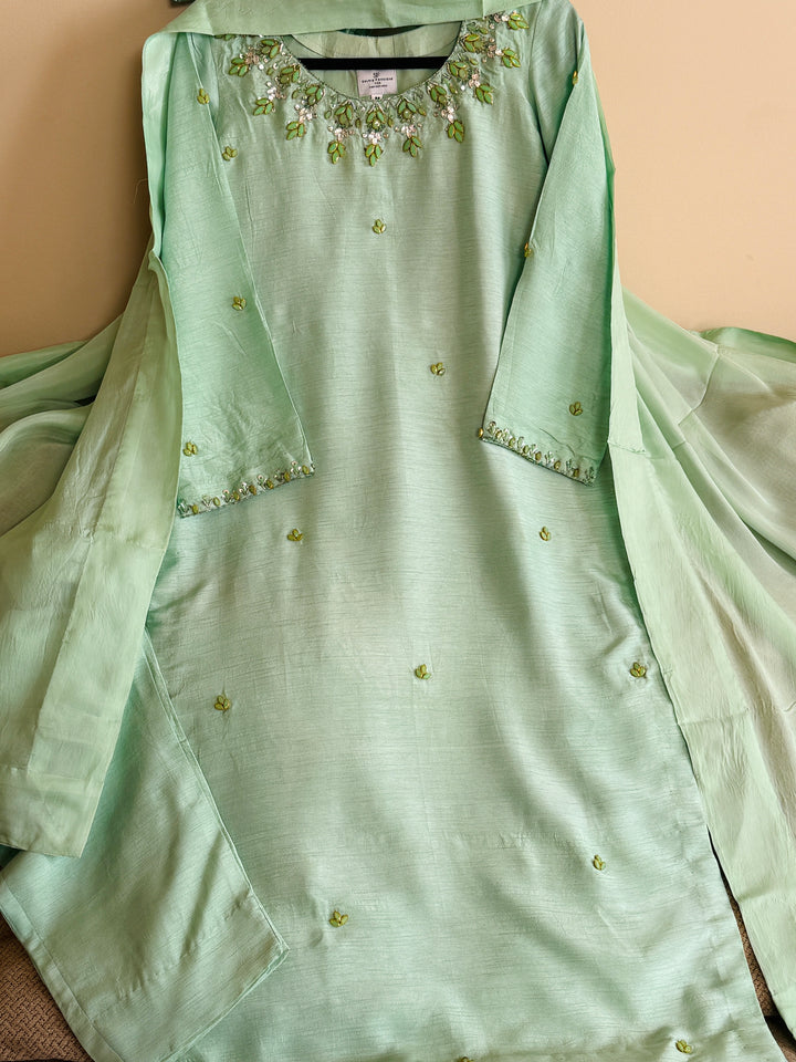 JEWEL EMBELLISHED RAW SILK SUIT FRSH22