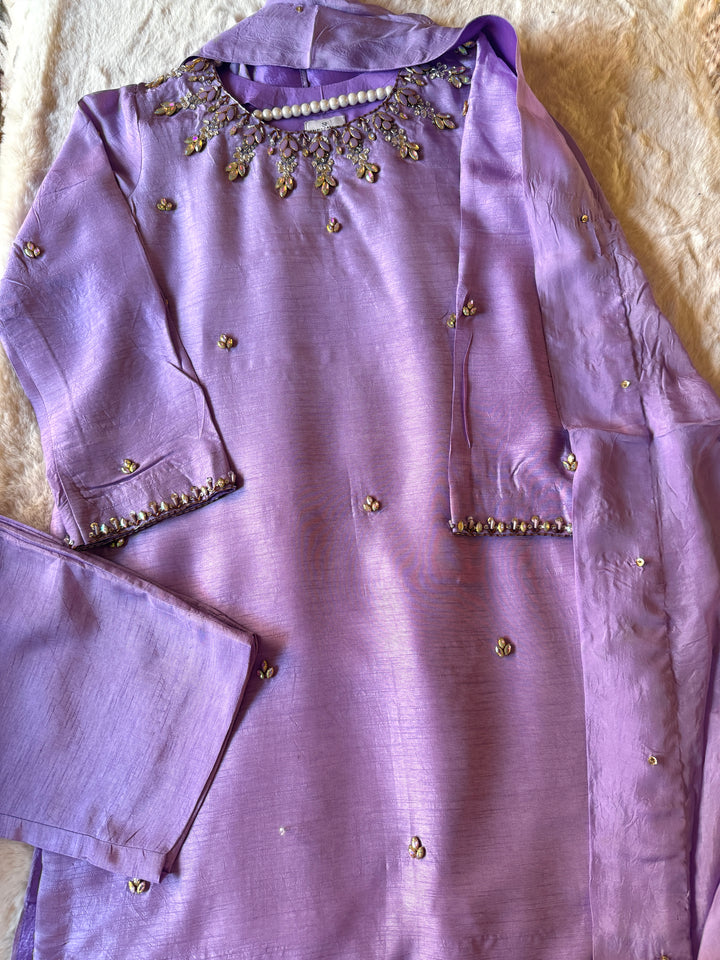 JEWEL EMBELLISHED RAW SILK SUIT FRSH21