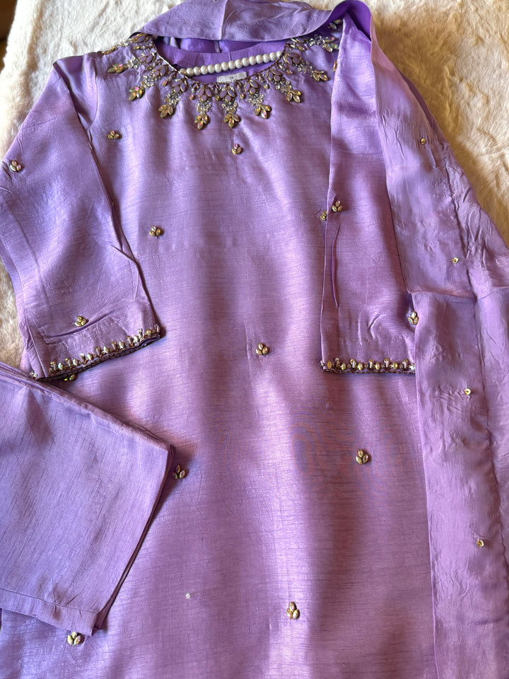 JEWEL EMBELLISHED RAW SILK SUIT FRSH21