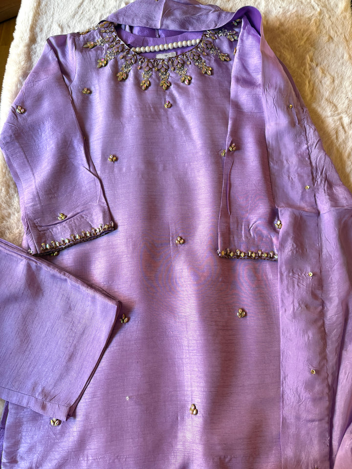 JEWEL EMBELLISHED RAW SILK SUIT FRSH21