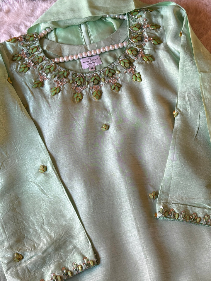JEWEL EMBELLISHED RAW SILK SUIT FRSH22