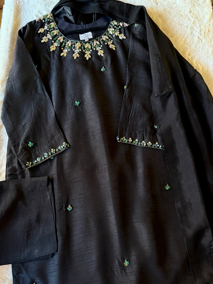 JEWEL EMBELLISHED RAW SILK SUIT FRSH20