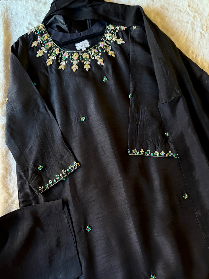 JEWEL EMBELLISHED RAW SILK SUIT FRSH20