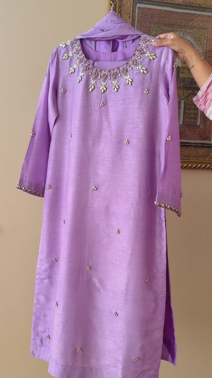 JEWEL EMBELLISHED RAW SILK SUIT FRSH21