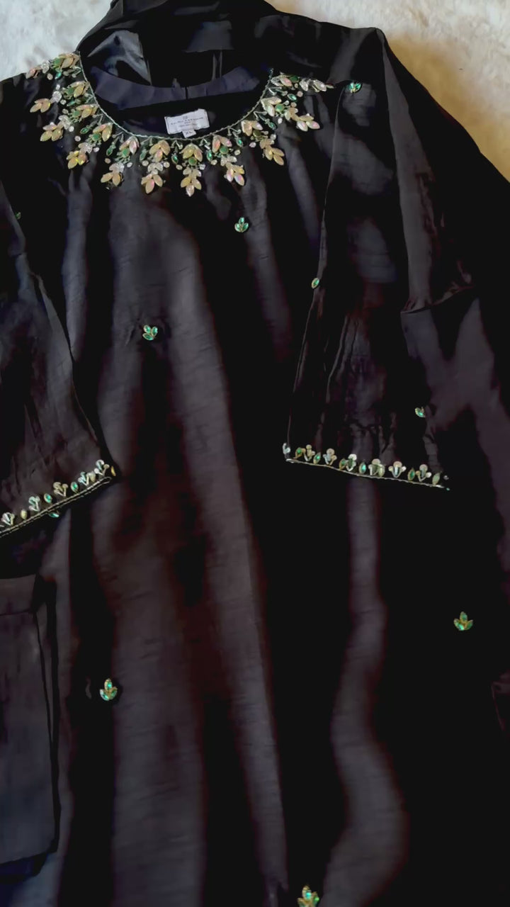 JEWEL EMBELLISHED RAW SILK SUIT FRSH20