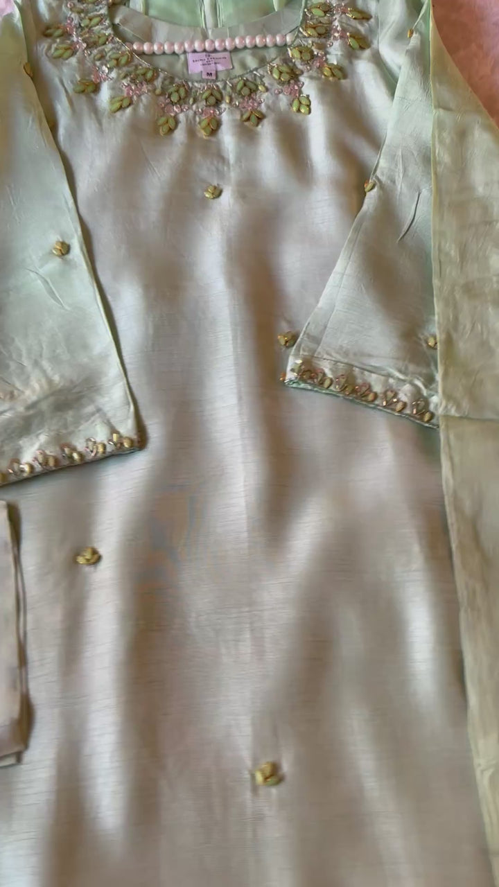 JEWEL EMBELLISHED RAW SILK SUIT FRSH22