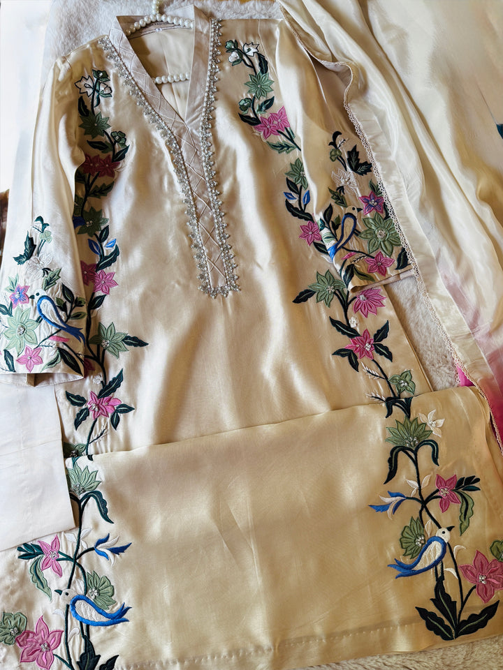 APPLIQUE EMBROIDERED SILK KAFTAN SFKF35
