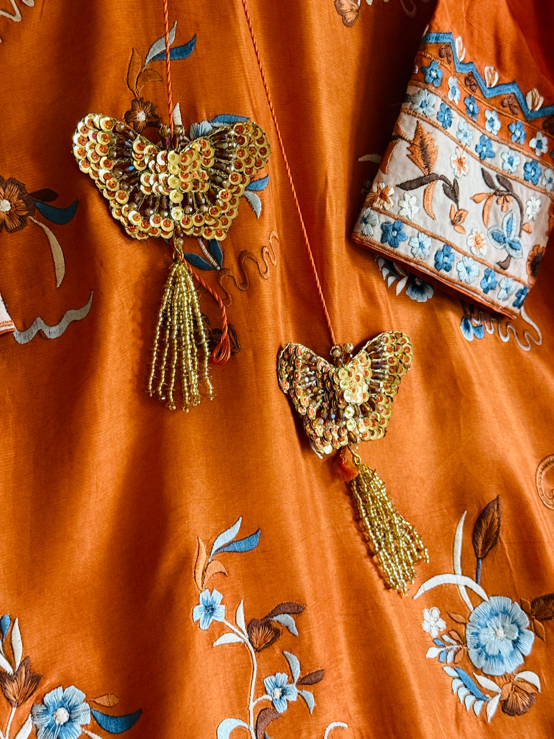 APPLIQUE EMBROIDERED SILK KAFTAN SFKF49