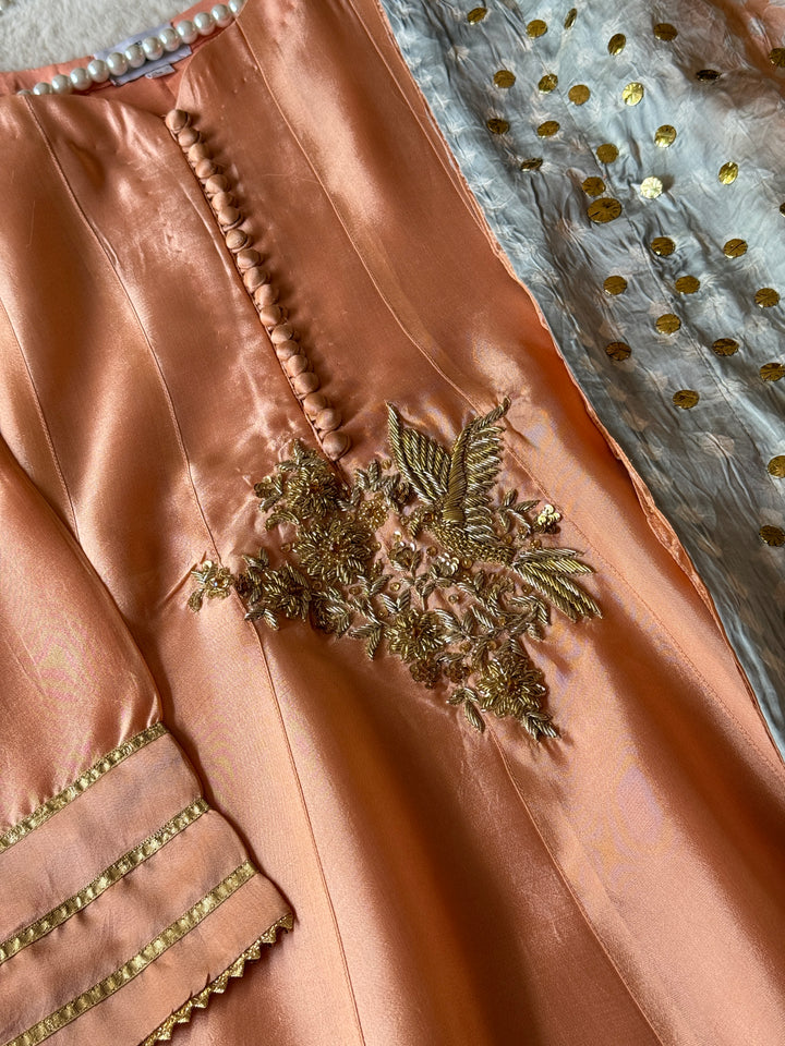 CUSTOM SERIES PURE SILK CHUNRI FROCK CHSF12