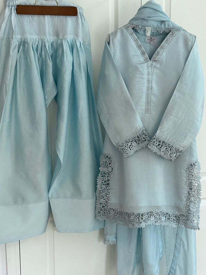 EMBROIDERED CUTWORK SHEESHA SILK FARSHI SHALWAR FRSH25