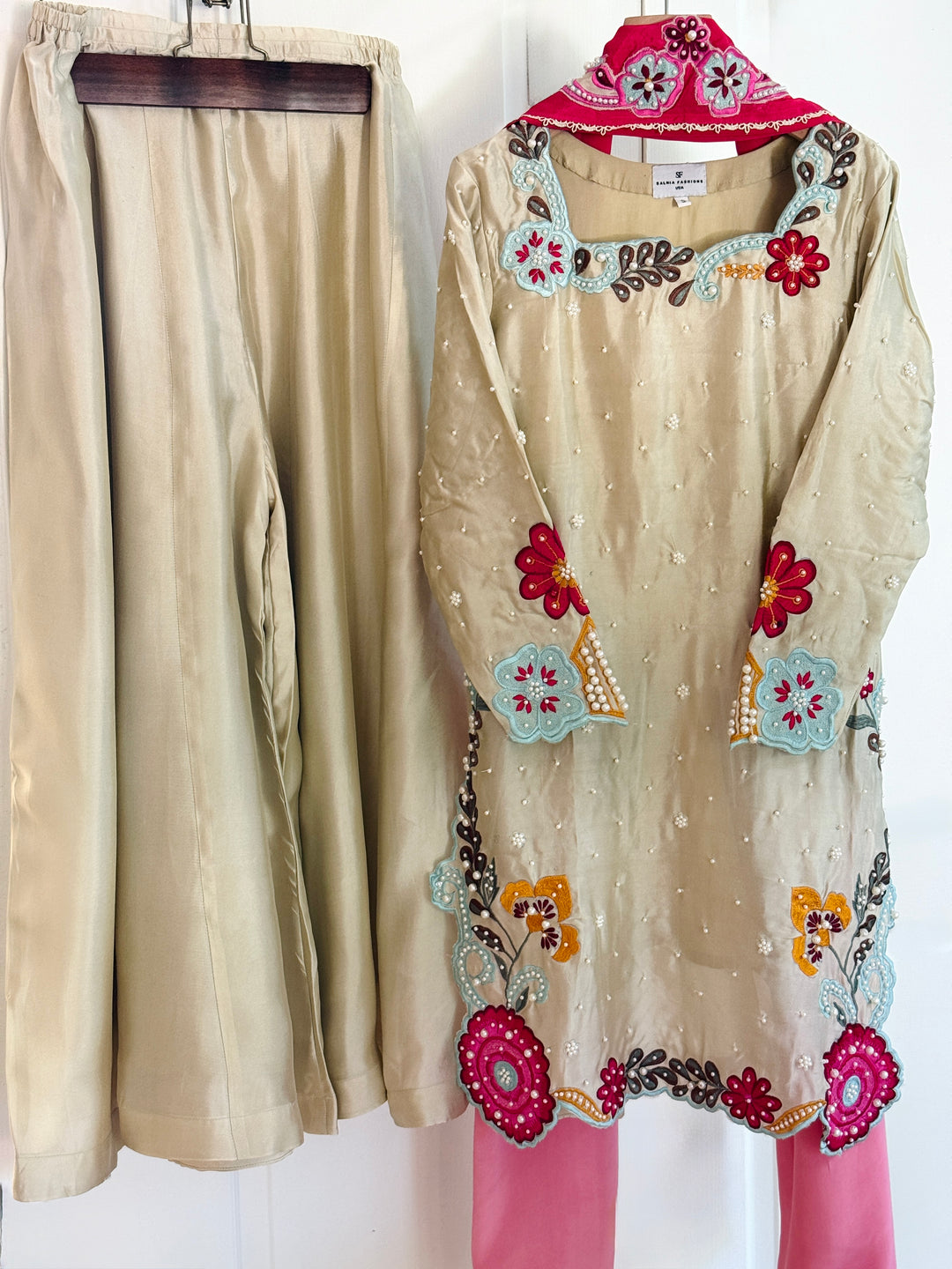 CUTWORK EMBROIDERED PURE SHEESHA SILK SUIT CTSH05