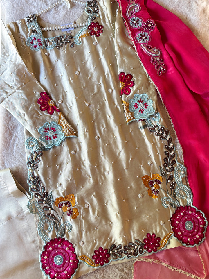 CUTWORK EMBROIDERED PURE SHEESHA SILK SUIT CTSH05