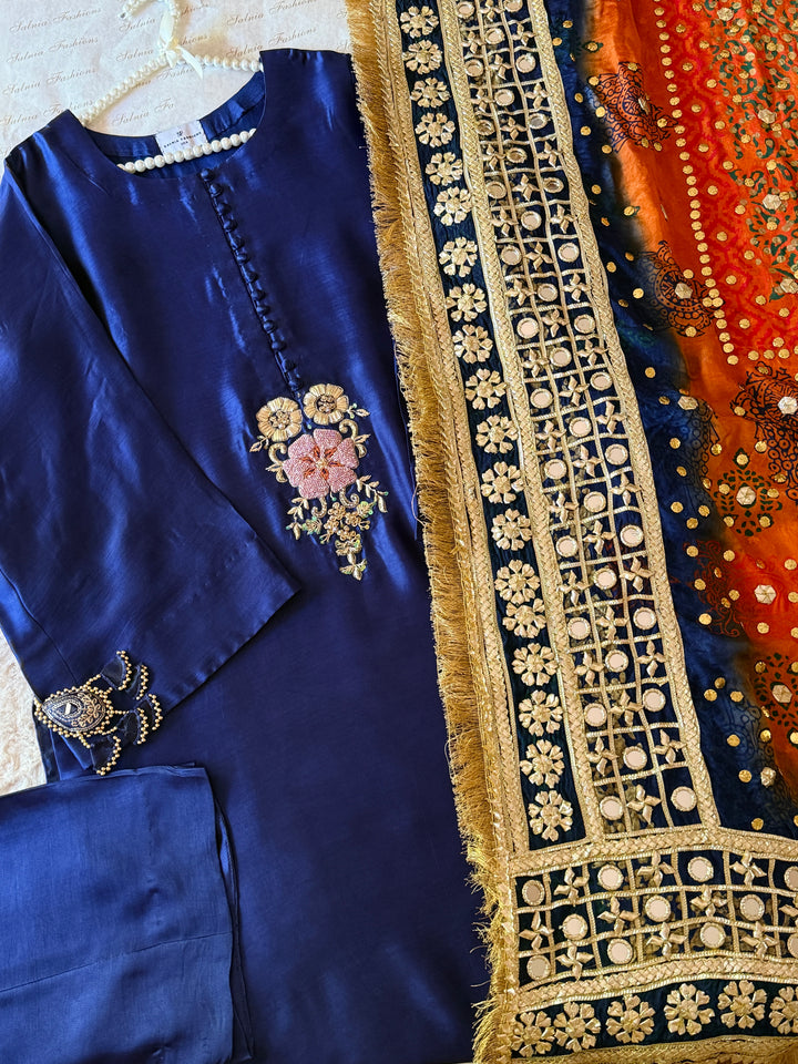 PURE SILK BLOCK PRINTED SUIT BLSF01