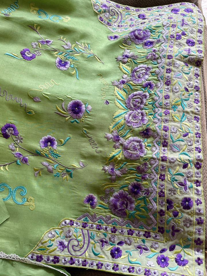 APPLIQUE EMBROIDERED SILK KAFTAN SFKF48