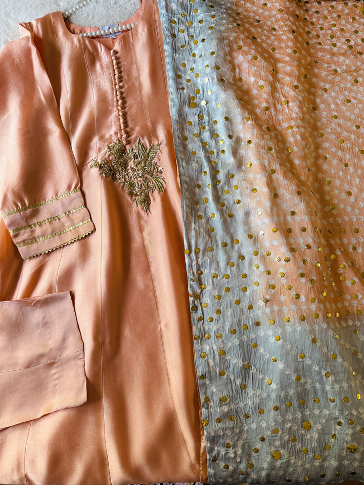 CUSTOM SERIES PURE SILK CHUNRI FROCK CHSF12