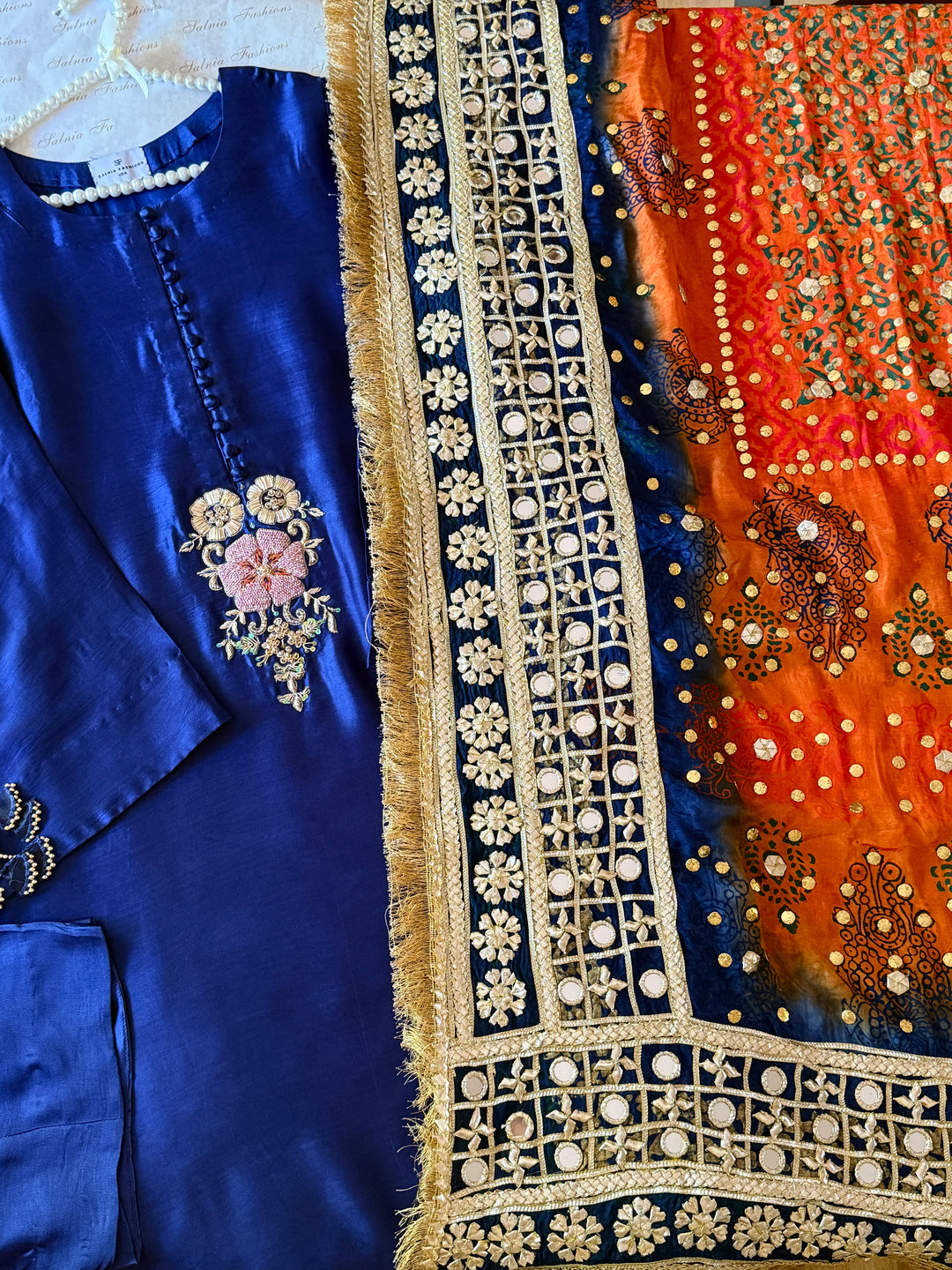 PURE SILK BLOCK PRINTED SUIT BLSF01