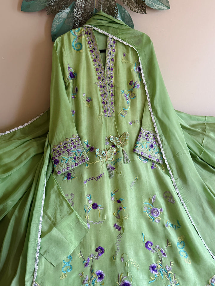 APPLIQUE EMBROIDERED SILK KAFTAN SFKF48