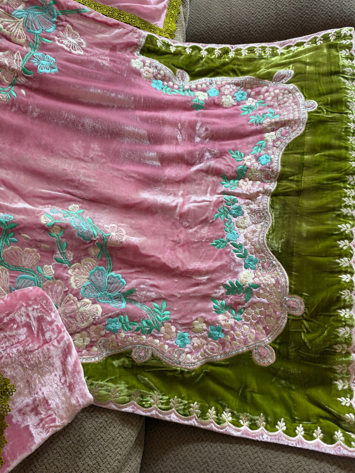 APPLIQUE EMBROIDERED VELVET KAFTAN SFKF01