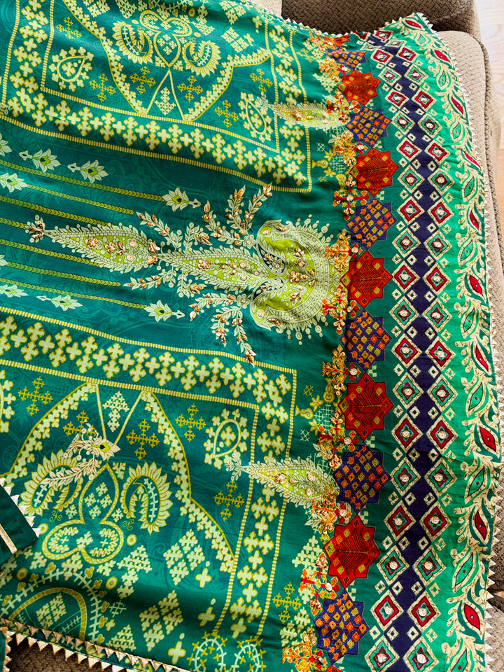 HANDWORK PURE CREPE SILK KAFTAN SET SFKF44