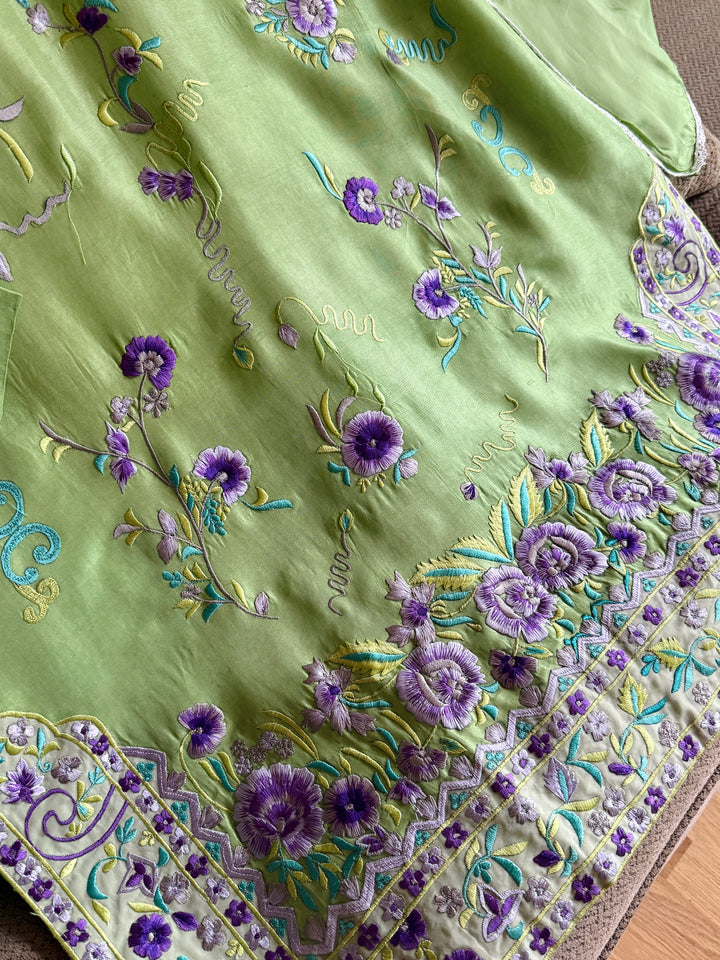 APPLIQUE EMBROIDERED SILK KAFTAN SFKF48