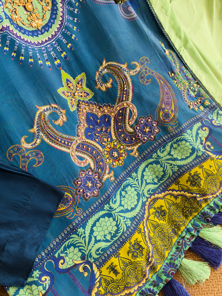 HANDWORK PURE CREPE SILK KAFTAN SET SFKF52