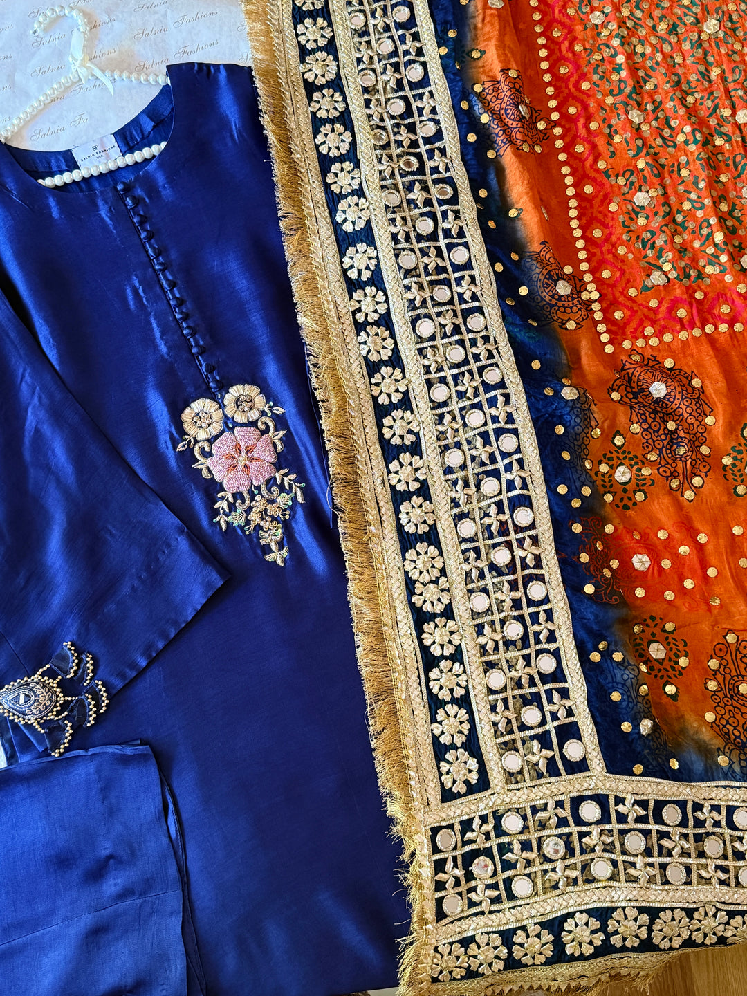 PURE SILK BLOCK PRINTED SUIT BLSF01