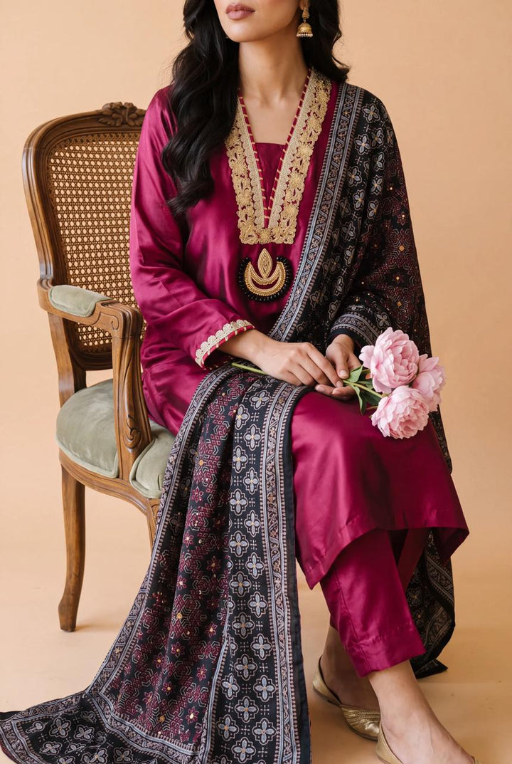 PURE SILK AJRAK SUIT AJSF05