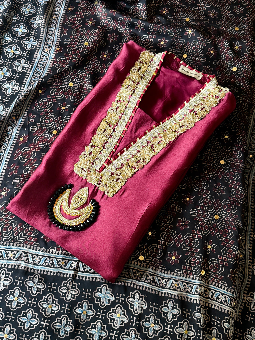 PURE SILK AJRAK SUIT AJSF05