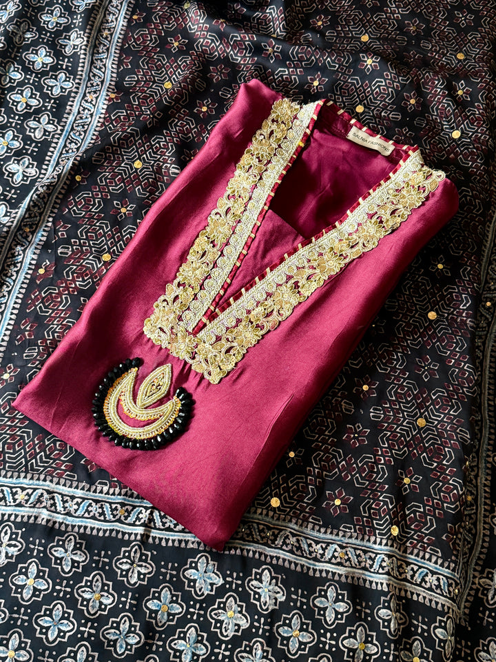 PURE SILK AJRAK SUIT AJSF05