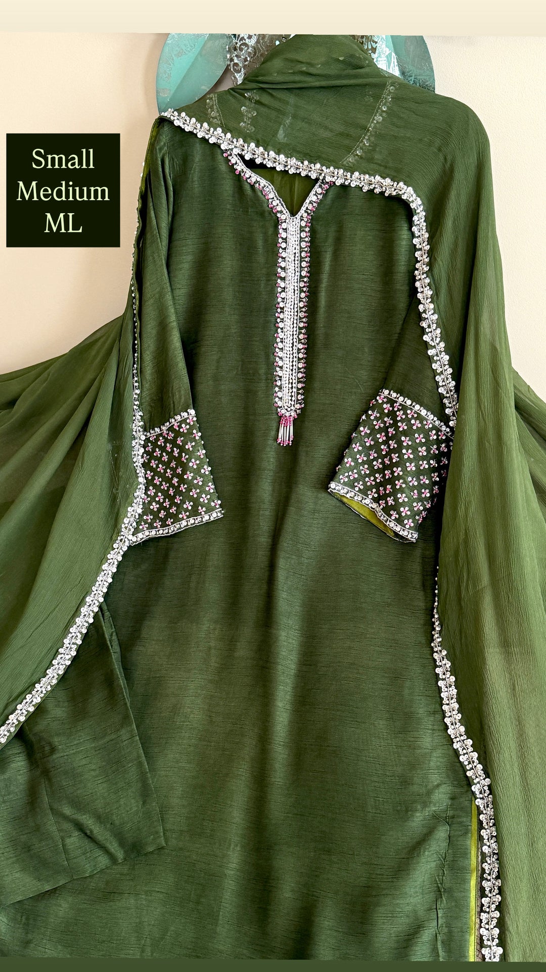 HAND EMBELLISHED RAW SILK SUIT FRSH60