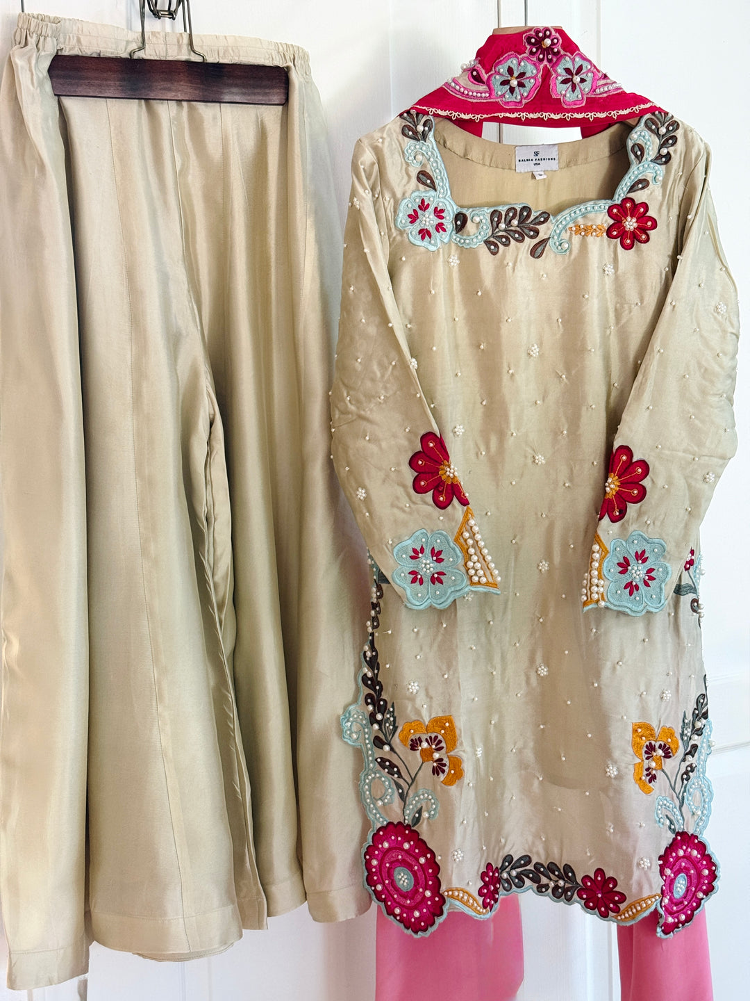 CUTWORK EMBROIDERED PURE SHEESHA SILK SUIT CTSH05