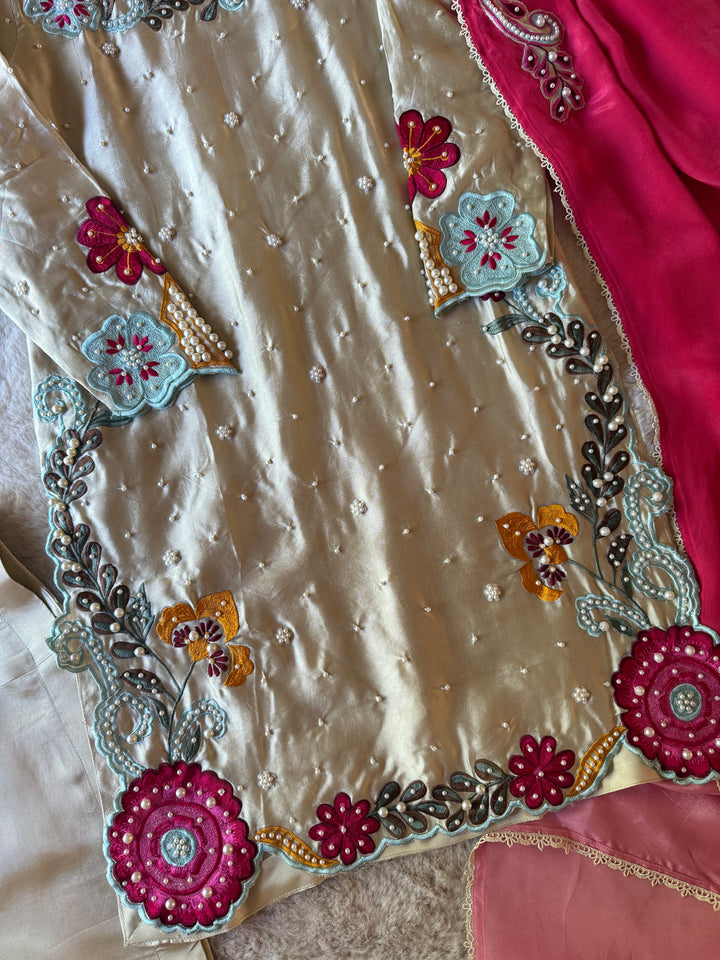 CUTWORK EMBROIDERED PURE SHEESHA SILK SUIT CTSH05