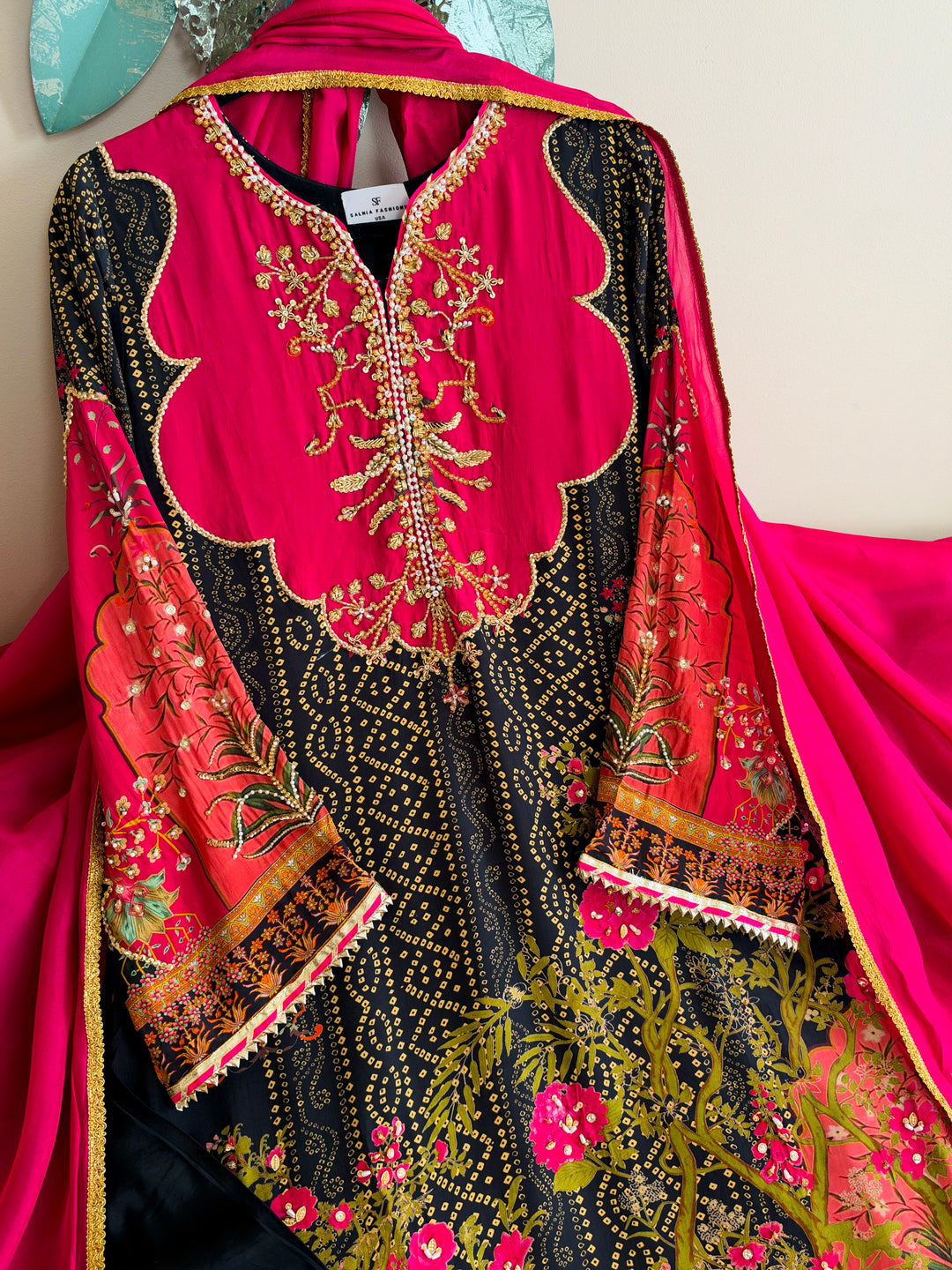 HANDWORK PURE CREPE SILK KAFTAN SET SFKF48