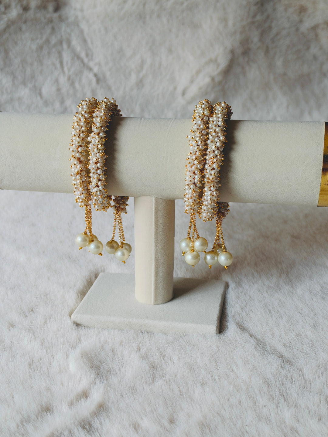 HANDCRAFTED PEARL CLUSTER BANGLES WITH PEARL LATKAN PCSF02