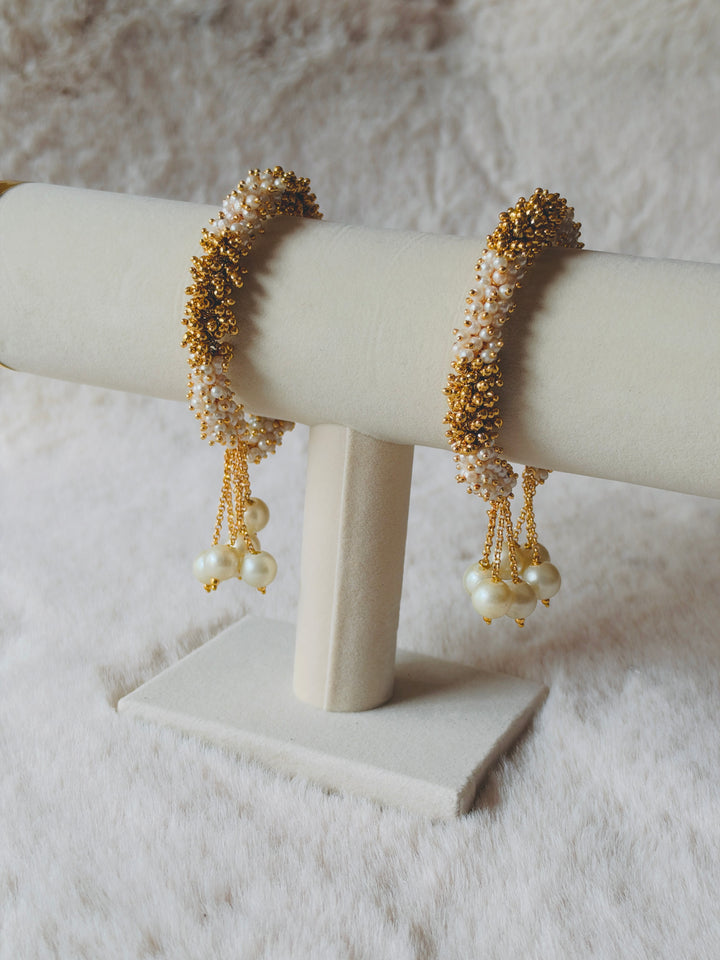 HANDCRAFTED PEARL CLUSTER BANGLES WITH PEARL LATKAN PCSF03