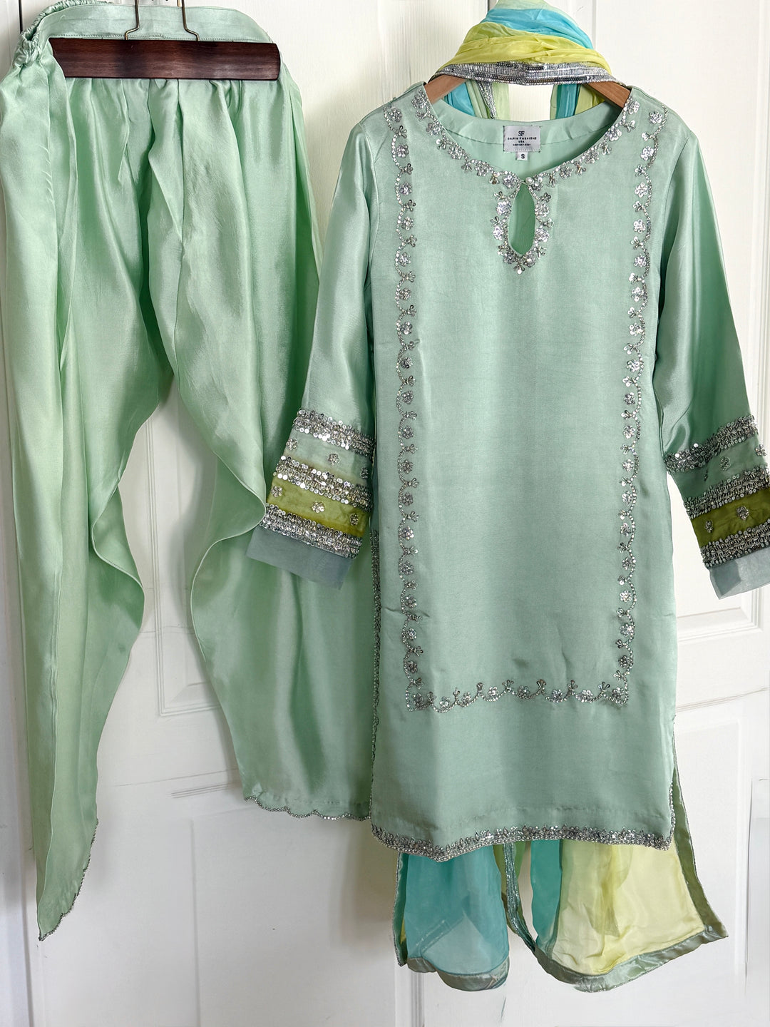 HAND EMBELLISHED PURE SILK FARSHI SHALWAR FRSH70