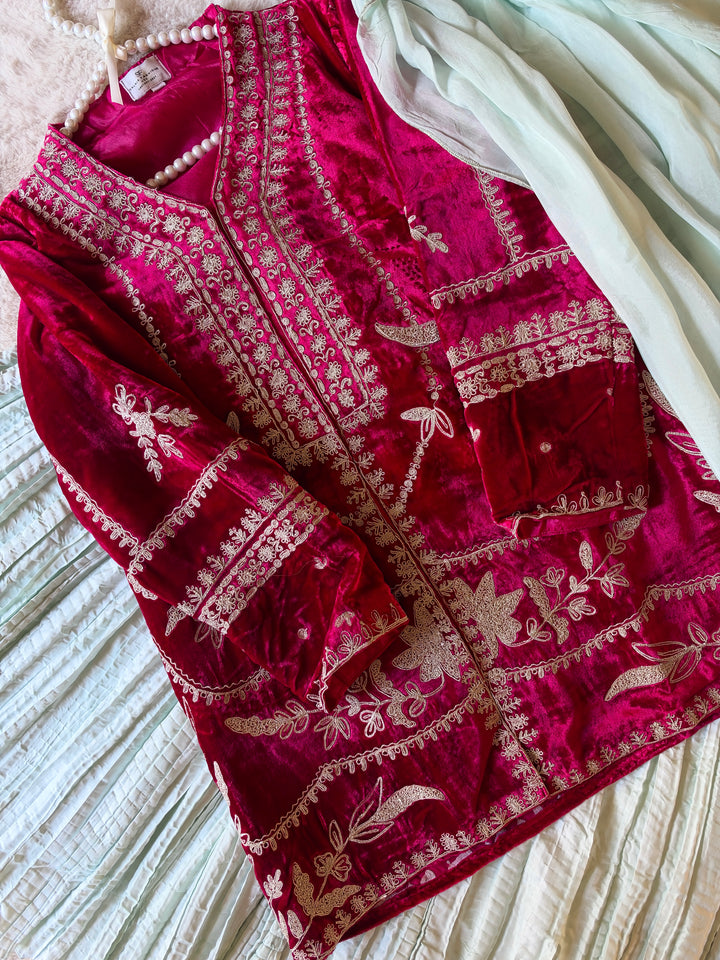 EMBROIDERED VELVET SHARARA SET SFSH03