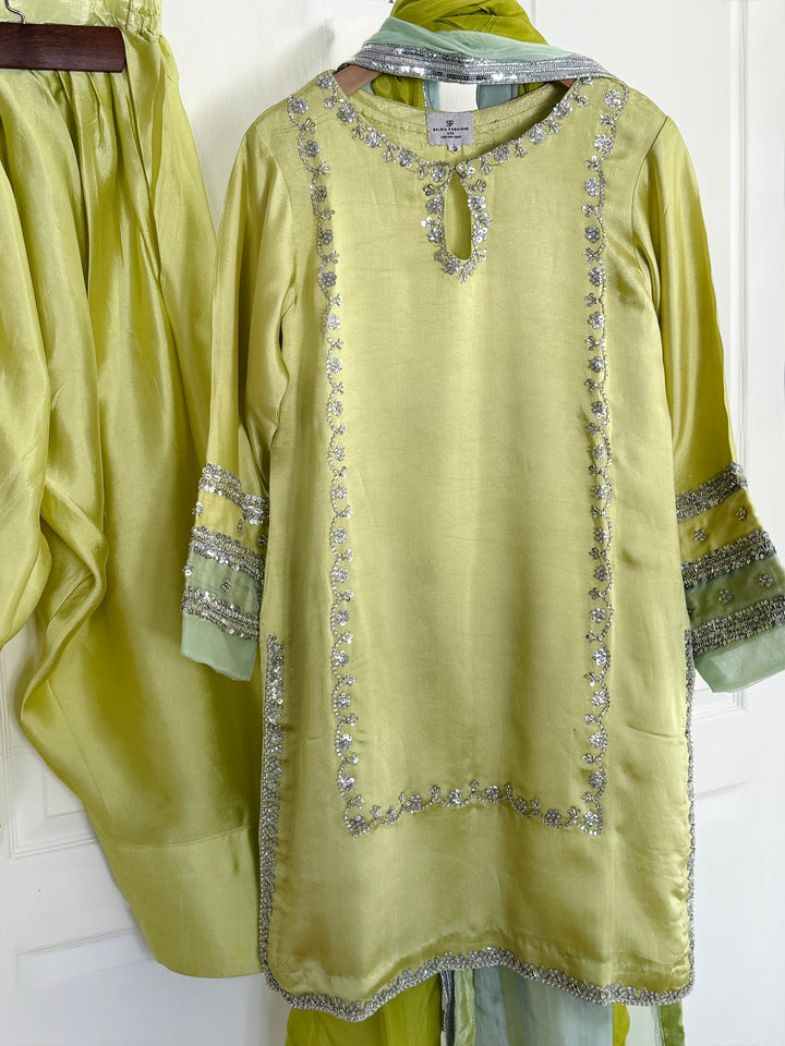 HAND EMBELLISHED PURE SILK FARSHI SHALWAR FRSH72