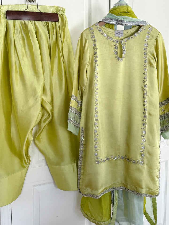 HAND EMBELLISHED PURE SILK FARSHI SHALWAR FRSH72