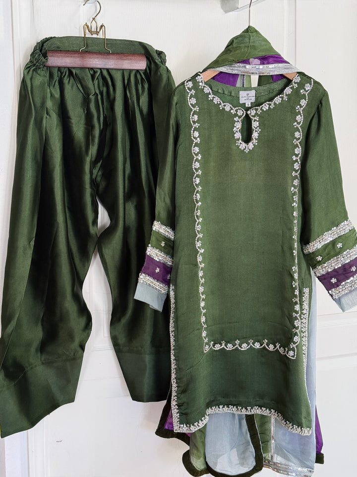 HAND EMBELLISHED PURE SILK FARSHI SHALWAR FRSH71