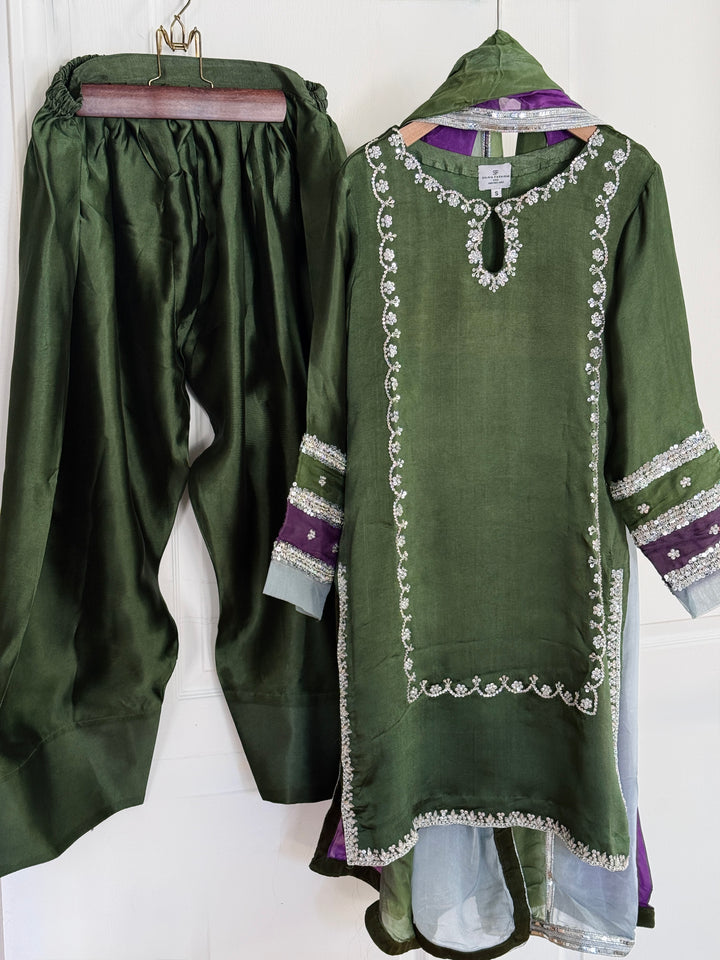 HAND EMBELLISHED PURE SILK FARSHI SHALWAR FRSH71