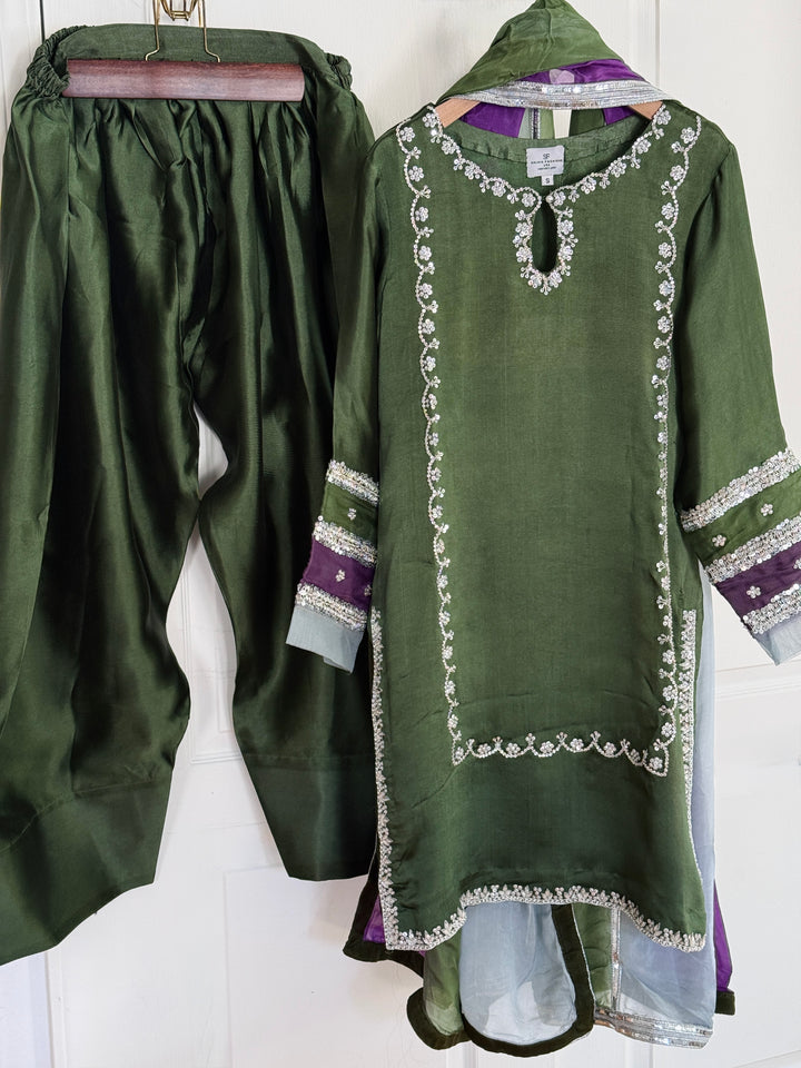 HAND EMBELLISHED PURE SILK FARSHI SHALWAR FRSH71