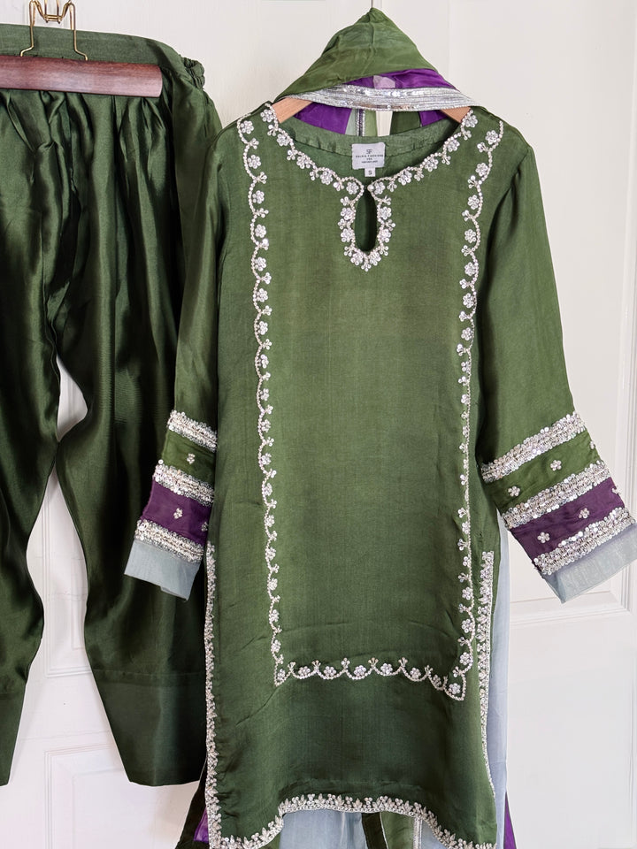 HAND EMBELLISHED PURE SILK FARSHI SHALWAR FRSH71