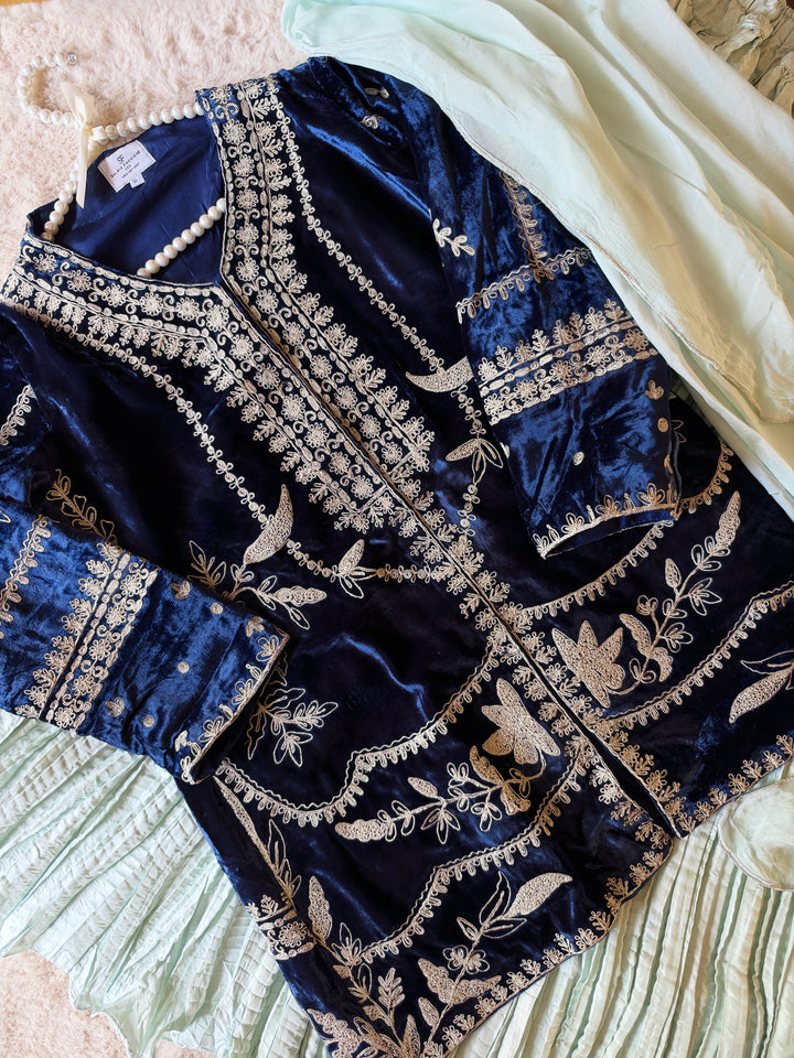 EMBROIDERED VELVET SHARARA SET SFSH01